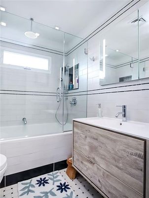 Bathroom, Glass Shower, Interior, Recessed Lighting