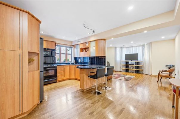 Interior, Kitchen, Pendant Lights, Recessed Lighting, Wood Texture Flooring
