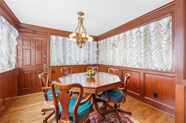Chandelier, Dining room, Interior, Wood Texture Flooring