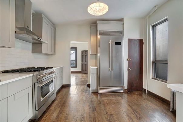Interior, Kitchen, Stainless Steel Appliances, Wood Texture Flooring