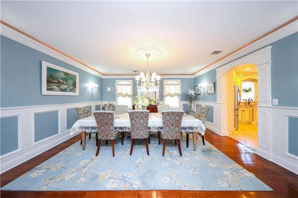 Chandelier, Dining room, Interior, Wood Texture Flooring