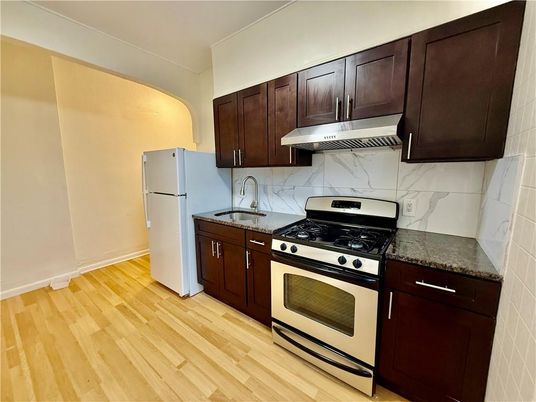 Interior, Kitchen, Marble Walls, Wood Texture Flooring