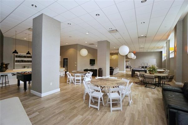 Dining room, Interior, Pendant Lights, Recessed Lighting, Wood Texture Flooring