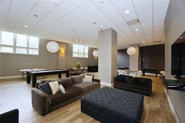 Dining room, Game Room, Interior, Living room, Pendant Lights, Recessed Lighting, Wood Texture Flooring