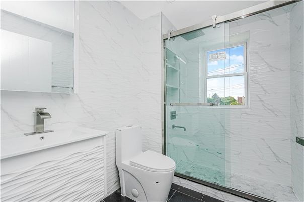 Bathroom, Glass Shower, Interior, Marble Walls