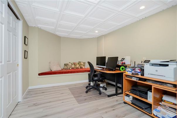 Home Office, Interior, Recessed Lighting, Wood Texture Flooring