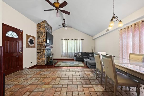 Dining room, Fireplace, Interior, Living room