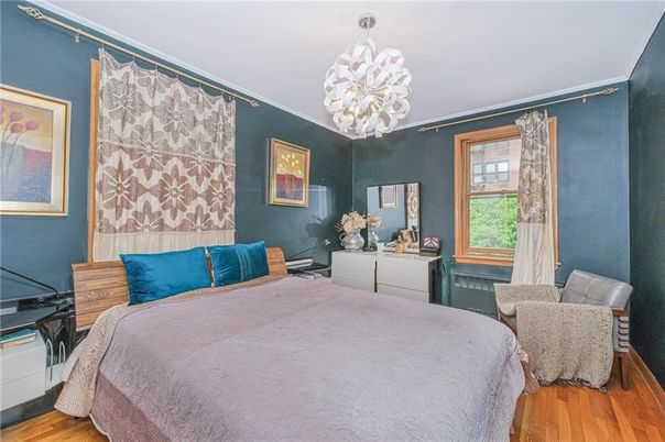 Bedroom, Chandelier, Interior, Wood Texture Flooring