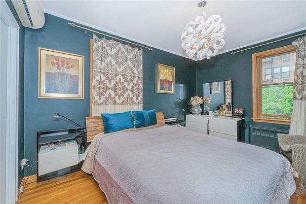 Bedroom, Chandelier, Interior, Wood Texture Flooring