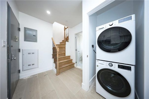 Interior, Recessed Lighting, Utility Closets, Washer, Wood Texture Flooring