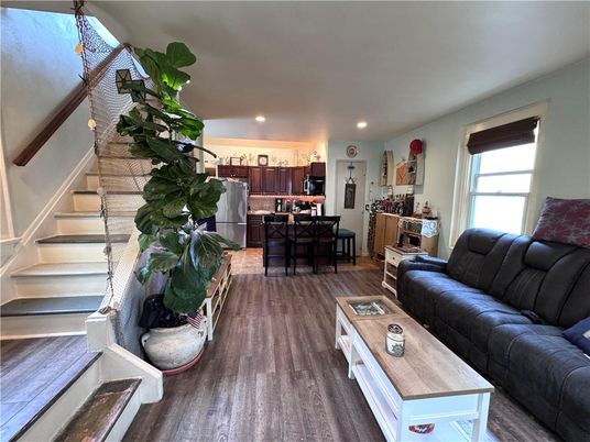 Interior, Kitchen, Living room, Recessed Lighting, Wood Texture Flooring