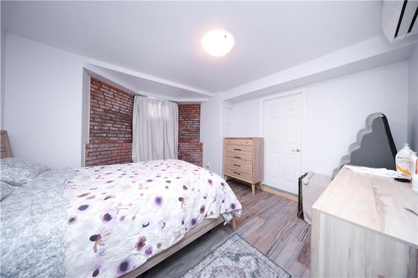 Bedroom, Interior, Stone Walls, Wood Texture Flooring