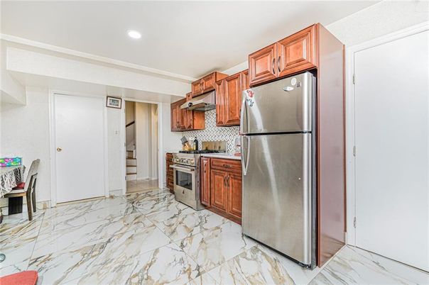 Interior, Kitchen, Marble, Recessed Lighting, Stainless Steel Appliances