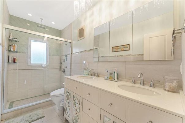 Bathroom, Dual Sink Vanities, Glass Shower, Interior, Recessed Lighting