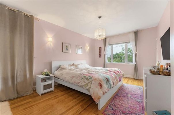 Bedroom, Chandelier, Interior, Wood Texture Flooring