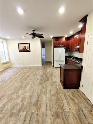 Interior, Kitchen, Recessed Lighting, Wood Texture Flooring