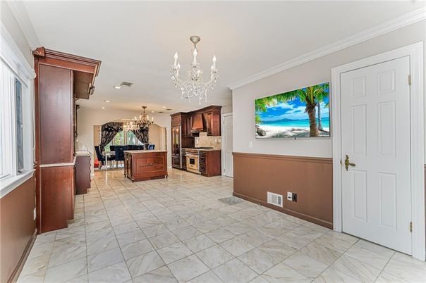 Chandelier, Interior, Kitchen, Marble, Recessed Lighting
