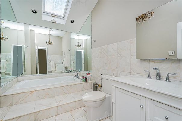 Bathroom, Interior, Marble Walls, Recessed Lighting