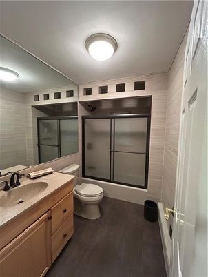 Bathroom, Dual Sink Vanities, Glass Shower, Interior, Wood Texture Flooring