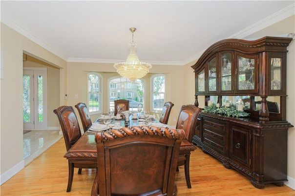 Chandelier, Dining room, Interior, Wood Texture Flooring