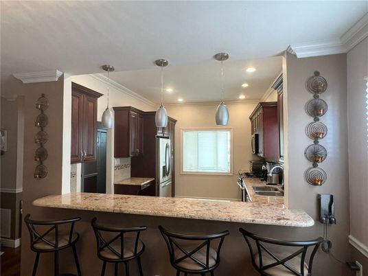 Interior, Kitchen, Pendant Lights, Recessed Lighting, Stainless Steel Appliances