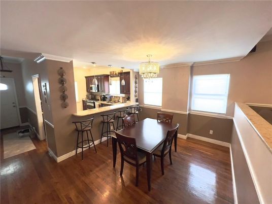 Chandelier, Dining room, Interior, Kitchen, Pendant Lights, Wood Texture Flooring