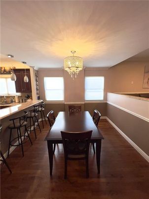 Chandelier, Dining room, Interior, Pendant Lights, Wood Texture Flooring
