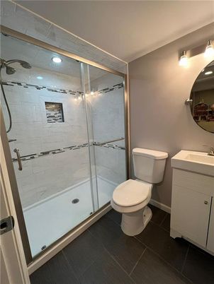 Bathroom, Glass Shower, Interior, Recessed Lighting