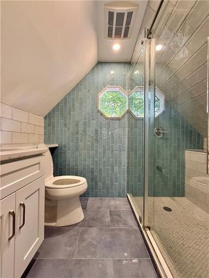 Bathroom, Glass Shower, Interior, Recessed Lighting