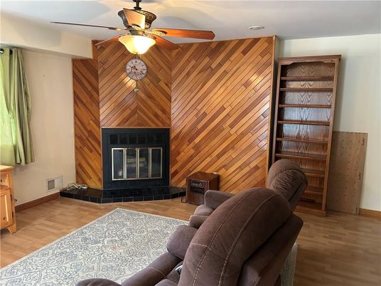 Fireplace, Interior, Wood Texture Flooring, Wooden Walls