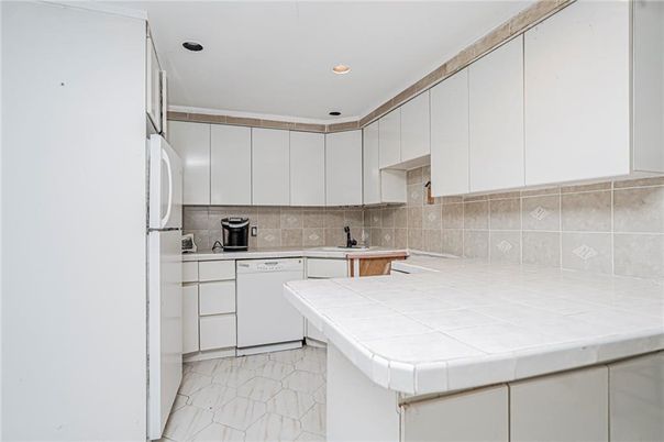 Interior, Kitchen, Marble, Recessed Lighting, Tile Countertops