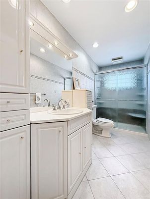 Bathroom, Dual Sink Vanities, Glass Shower, Interior, Recessed Lighting