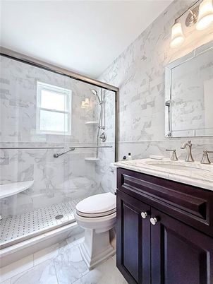 Bathroom, Glass Shower, Interior, Marble, Marble Walls