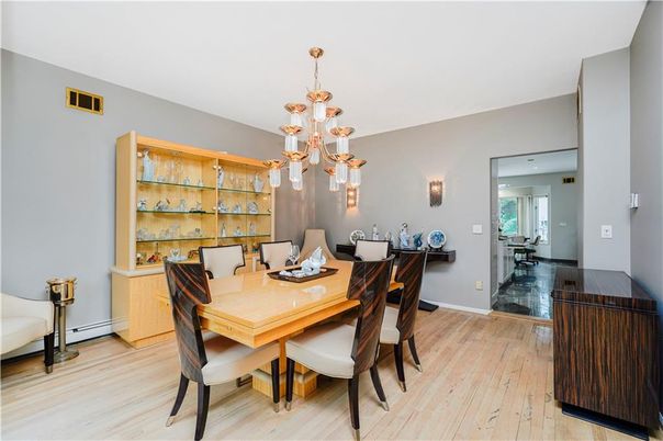 Chandelier, Dining room, Interior, Wood Texture Flooring