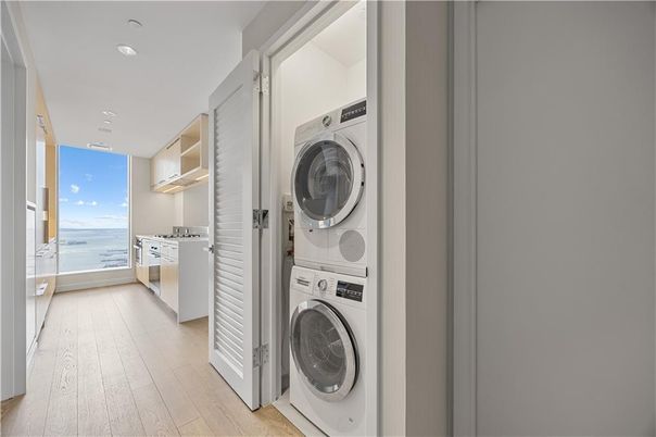 Interior, Recessed Lighting, Utility Closets, Washer, Water, Wood Texture Flooring