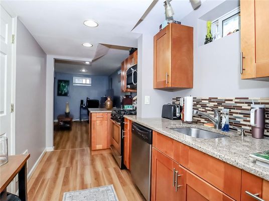 Interior, Kitchen, Recessed Lighting, Wood Texture Flooring