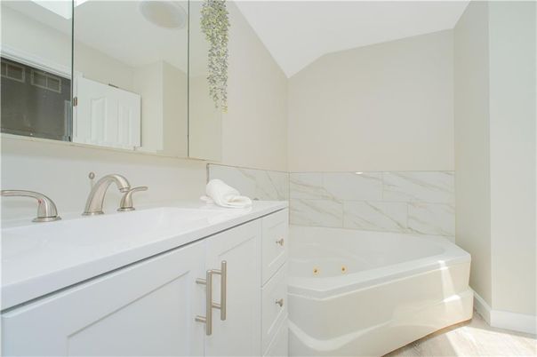 Bathroom, Interior, Marble Walls, Wood Texture Flooring