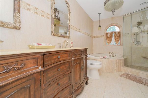 Bathroom, Glass Shower, Interior, Pendant Lights