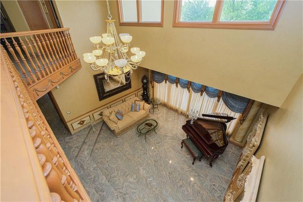 Chandelier, Fireplace, Interior, Living room