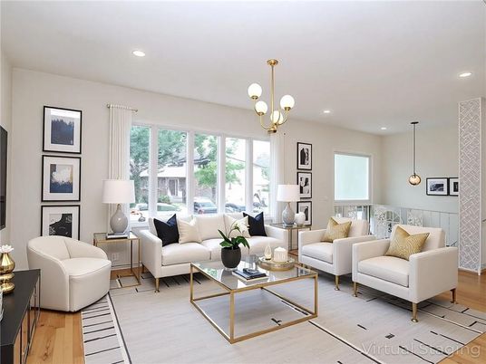 Interior, Living room, Pendant Lights, Recessed Lighting, Wood Texture Flooring