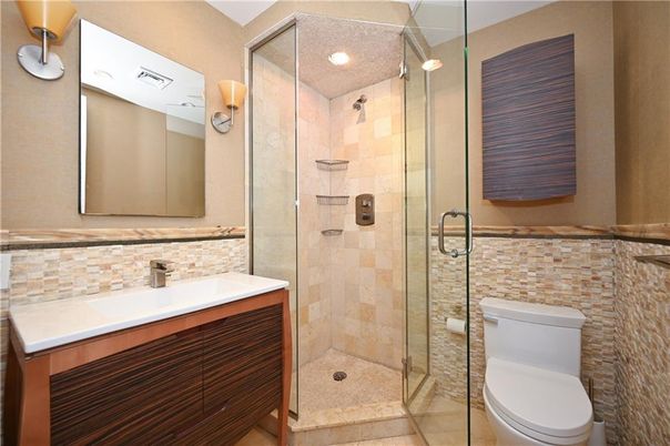Bathroom, Glass Shower, Interior, Recessed Lighting