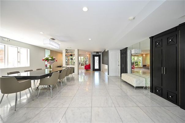 Dining room, Interior, Marble, Recessed Lighting