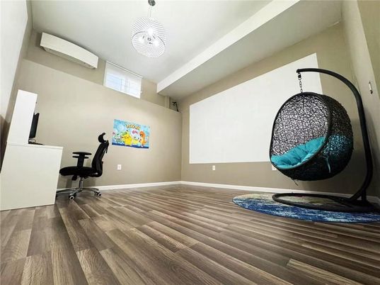 Home Office, Interior, Pendant Lights, Wood Texture Flooring