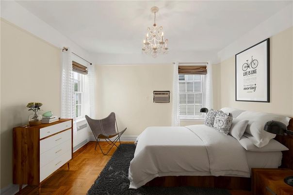 Bedroom, Chandelier, Interior, Wood Texture Flooring