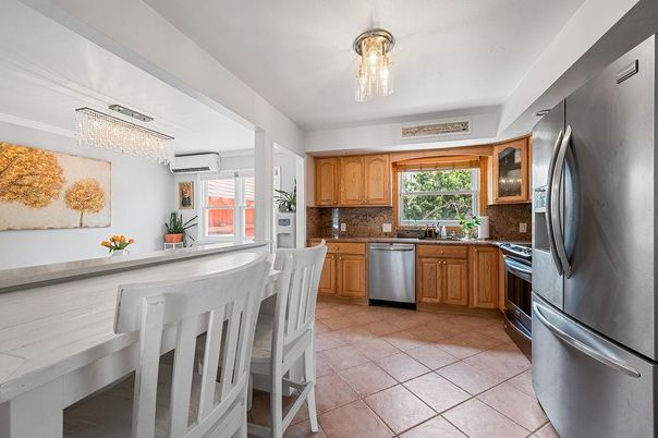 Chandelier, Interior, Kitchen, Stainless Steel Appliances