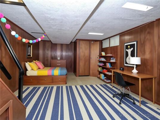 Home Office, Interior, Recessed Lighting, Wooden Walls