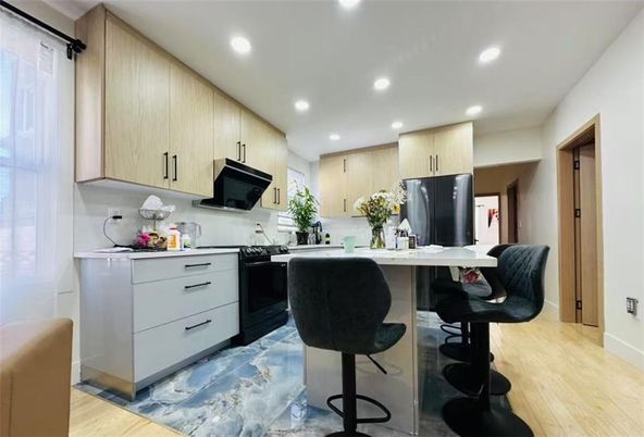 Interior, Kitchen, Recessed Lighting, Wood Texture Flooring