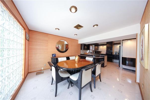 Dining room, Interior, Kitchen, Recessed Lighting, Wooden Walls