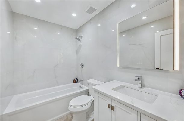 Bathroom, Interior, Marble Walls, Recessed Lighting