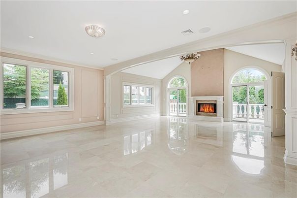 Empty room, Fireplace, Interior, Recessed Lighting
